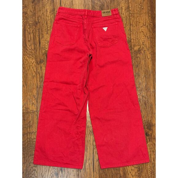GUESS ORIGINALS Vtg 90's Red BAGGY Wide-Leg 13" Leg Jean Y2K Skater- Size 32x32 - Picture 2 of 7